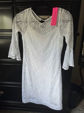 Lilly Pulitzer White Crochet Long Sleeve Dress